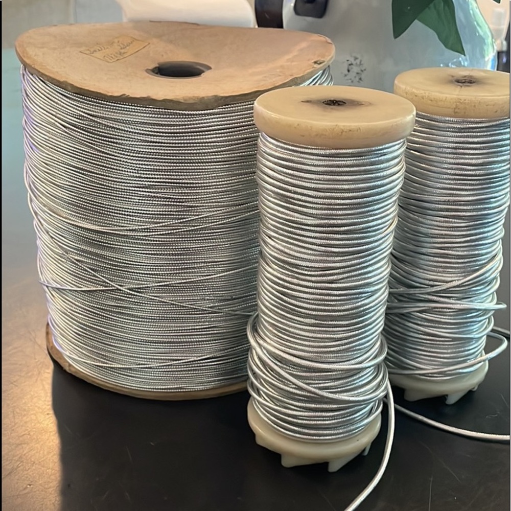 3 Rolls Of Silver Crafting/wrapping Fabric Ribbon